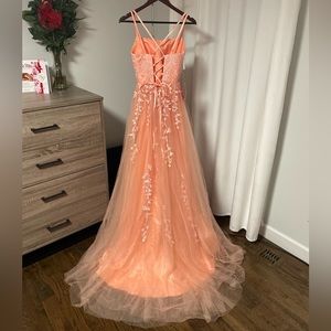 Pink Lace Prom Dress, Size 2